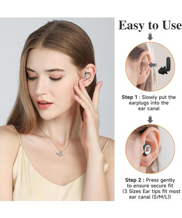 Noise Cancelling Ear Plugs for Sleeping | Reusable Silicone Ear Plugs (33dB) | 6 Comfortable Tips (S/M/L) | Ideal for Sleep Concerts Snoring & Work - Black - Buy Online on GoSupps.com