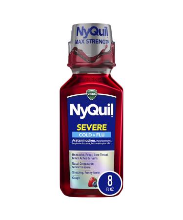 Vicks NyQuil Severe Cold & Flu Nighttime Relief Berry Flavor Liquid 8 Fl Oz