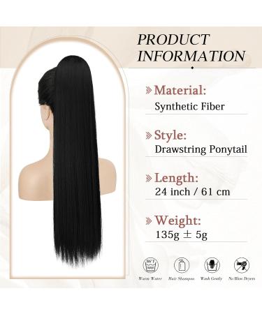Shop Sofeiyan 60cm Black Ponytail Hair Extension - Natural Soft Synthetic Braid for Women - Long Straight Ponytail with Cord Strain - Buy Online on GoSupps.com