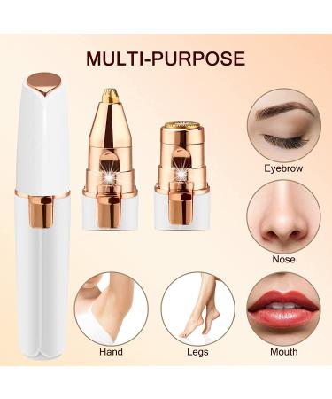 YOGINGO 2 in 1 Rechargeable Eyebrow Trimmer & Hair Removal Tool with LED Light - Painless Precision for Women's Face, Lips, Nose, Body, Arms - Buy Online on GoSupps.com