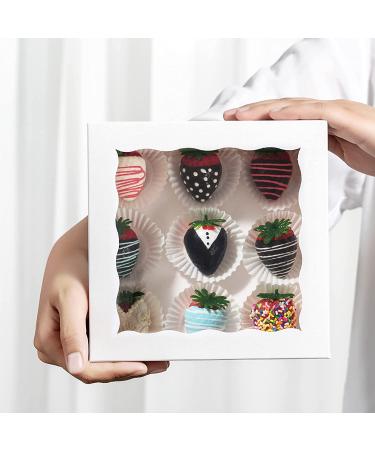 RomanticBaking 24 Pack Bakery Boxes (Set of 24) - White Chocolate Covered Strawberries & Cookies Boxes (7x7x2.5) - Buy Online on GoSupps.com