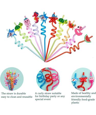 8Pcs Straw Reusable Sea Animal Straws for Sea Party Favors Plastic Ocean Creature Animal Drinking Straws Swirly Straws for Kids Sea Animal Party Decorations Supplies Ocean Themed Party Supplies - Buy Online on GoSupps.com