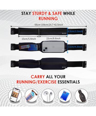 EGOO Water-Repellent Base Belt | Adjustable Rubber Band | Light Sports Hip Pocket for Running Hiking Cycling & Outdoor Activities (Schwarz) - Buy Online on GoSupps.com