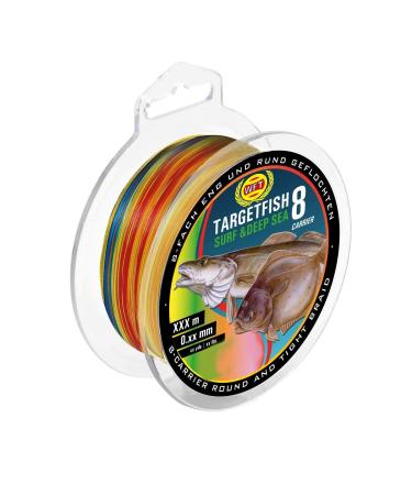 WFT TF8 Surf Deep Sea Multicolor 300m - Sea cord for pilgrimage braided fishing line for sea fishing cord for Norway 0.25mm / 24kg load capacity
