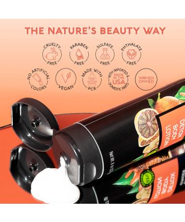 Nature's Beauty Orange Ginger Detox Body Lotion 2-Pack - Vitamin C Moisturizer with Sunflower, Almond, Avocado Oils - 8 oz Each - Buy Online on GoSupps.com