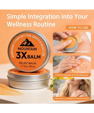 Tasunte Mountain 3X Relief Balm 3X Balms with Organic Arnica & Camphor - Soothing Body Cream for Knee Foot Back & Joint Relief - Fast Absorbing Non-Greasy Formula 2.7fl oz - Buy Online on GoSupps.com