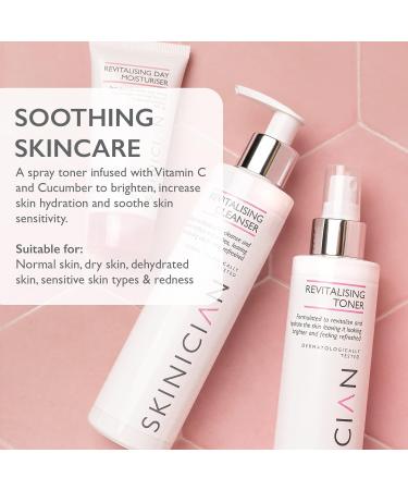 SKINICIAN Revitalising Toner - Hydrating Toner for Brighter Looking Skin - Facial Toner with Soothing Cucumber & Vitamin B5 - Revitalise Skin - Spray Mist Toner - Vegan & Cruelty Free (200ml) - Buy Online on GoSupps.com