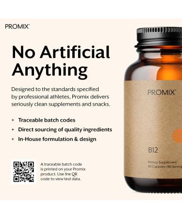 Promix Nutrition Vitamin B12 Supplement - 1000mcg as Methylcobalamin - Gut friendly - 90 count - Buy Online on GoSupps.com