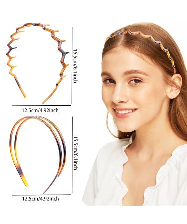 4 Piece Zigzag Sharks Tooth Headband Hair Comb Set - Non-Slip Hair Accessory for Women and Girls - Black/Brown - Buy Online on GoSupps.com