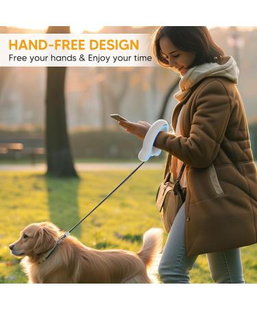 Hailoly 3m Roller Linen Dog Leash for Medium Dogs - 360 Rotatable Chain Head LED Night Light & Rainbow Ring - Perfect for Dogs Up to 30kg (White) - International Shipping - Buy Online on GoSupps.com