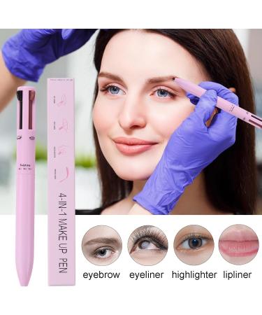 Multi Pencil Makeup | Multi-Use Portable Brow Pen Beauty Product for Women for Travel Comes with Eyeliner Brow Lipliner and Highlighter Gecap Pink - Buy Online on GoSupps.com