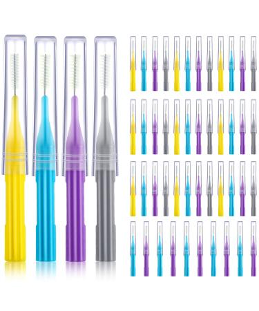 50 pieces interdental brush tooth dental dental tooth floss head mouth hygiene interdental brush tooth floss toothpick cleaning tooth cleaning tool (light blue purple yellow gray) - Buy Online on GoSupps.com