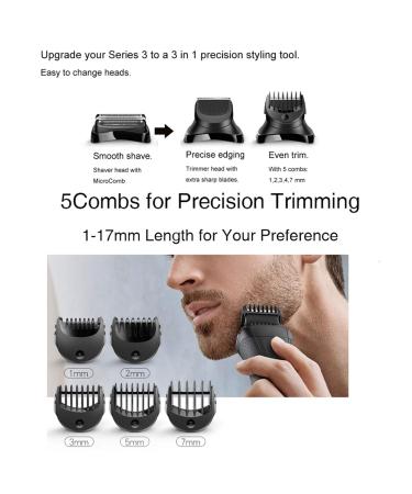 High-Quality Electric Shaver & Beard Trimmer Head Replacement - Compatible with Series 3 & BT32 + 5pcs Comb Trimming Set - Buy Online on GoSupps.com