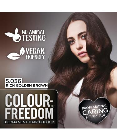 Colour Freedom Rich Golden Brown Permanent Hair Colour. Formulated with PurePlex to Protect Restore and Nourish. 100% Grey Coverage. 5.036 Rich Golden Brown by Knight & Wilson - Buy Online on GoSupps.com