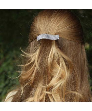 Allereya Crystal Hair Clip Barrette CZ Rhinestone Hair Barrette Clip Silver Shiny Wedding Headpieces Crystal French Head Clip Decorative Headwear Bride Hair Accessories for Women and Girls (Silver) - Buy Online on GoSupps.com