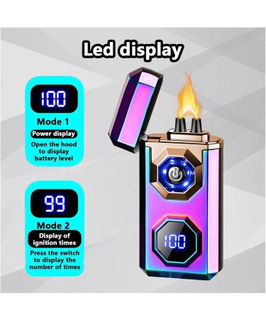 Windproof high Power USB arc Pulse Electric Lighter Rechargeable Large Flame Windproof Lighter Illuminated Plasma Lighter (Black)(Purple) - Buy Online on GoSupps.com