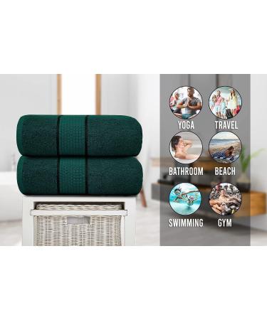 Fluffy 100% Cotton Dark Green Bath Sheets Set of 2 - Eco-Friendly, Super Soft & Highly Absorbent - Oeko-Tex Certified - 34 x 66 Inches - Buy Online on GoSupps.com