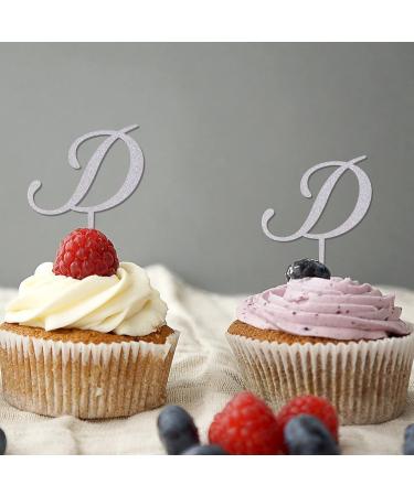 Monogram Letter D Cupcake Toppers Initial Single Letter Name Glitter Silver For Wedding Bridal Shower Cake Decorations Elegant Wreath Floral Customize Your Own Cupcake Toppers Wedding Gifts 6PCS Style-8 - Buy Online on GoSupps.com