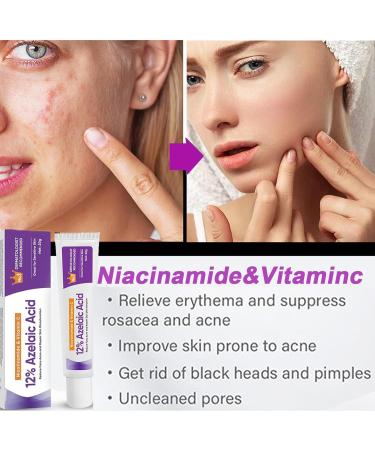 Azelaic Acid 12% Facial Serum Azelaic Acid Serum Face Cream Skin Care Beauty with Niacinamide & Vitamin C Removes Acne Redness Fade Dark Spots Correcting 20G (1) - Buy Online on GoSupps.com