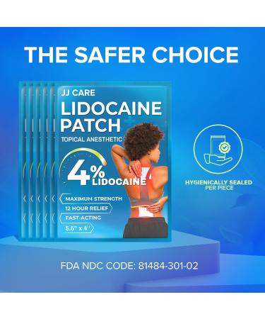 JJ CARE Lidocaine Patches Pack of 30 , 4 x 5.5 Lidocaine 4% Maximum Strength Back Pain Relief Patches for Fast Numbing of Aches, Pains, Back, Neck, Shoulder, Muscle Soreness - Buy Online on GoSupps.com