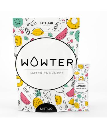 Wowter by AMZ Better powder for flavored water 24 bags of soluble powder with blueberry taste beverage powder without sugar without calories GMO-free gluten-free made in Italy 96 g blueberry 48 g (2 Pack)