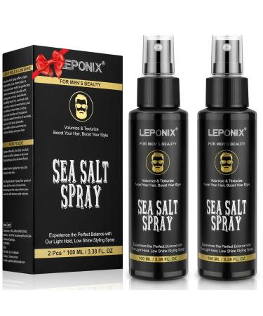 Sea Salt Spray for Men - Texturizing & Thickening Sea Salt Spray Hair Men Natural Salt Spray with Kelp & Red Algae Extract Adds Instant Volume Texture Thickness 3.38 Fl Oz (Pack of 2)