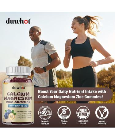 Calcium Magnesium Zinc Gummies for Women, Chewable Calcium Supplement 1000 mg Vitamin D3 & K2, Bone & Nerve Health, Muscle Function, Immune Support & Stress Relief, Blueberry Flavor, 60 Ct 1 Count (Pack of 60) - Buy Online on GoSupps.com