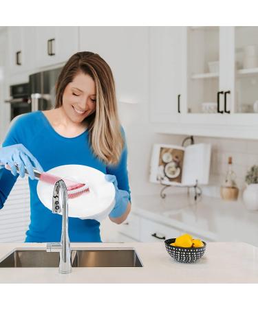 Dish Brush Scrubber with Soap Dispenser Kitchen Brush for Dishes with Stainless Steel Handle with Three Replacement Head(1 TPR+2 Stiff Bristles) No Leak No Crack No Mold Accumulation - Buy Online on GoSupps.com