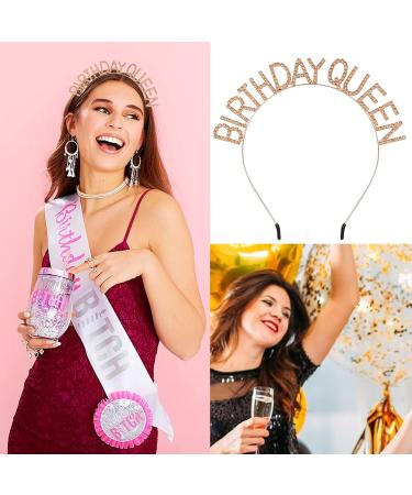 XAJEER Birthday Crown Gold Birthday Tiara Set Girl Glitter Crystal Hair Accessories Shining Headband Used for Celebrating Party Balls And Birthdays - Buy Online on GoSupps.com