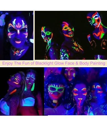 Glow in The Dark UV Black Light Body Paint Kit - 12 Colors for Halloween, Parties & Events - Buy Online on GoSupps.com