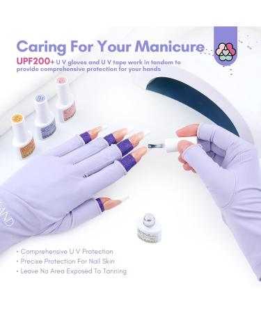 Saviland UV Gloves for Gel Nails - UPF200+ Protection & Nail Care | Nail Lamp Curing Gels & Skincare | Ideal Gift for Women - Purple - Buy Online on GoSupps.com