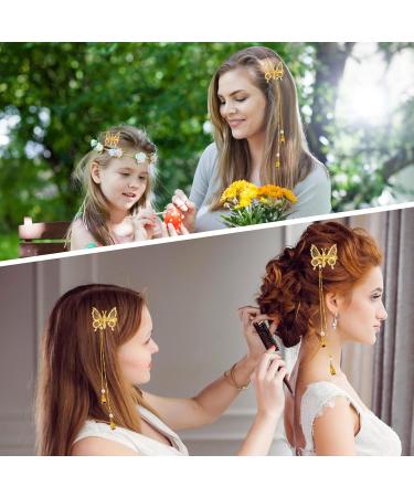Gold Hollow 3D Butterfly Hair Clips - 12pcs Elegant Metal Tassel Hairpins for Women and Girls | Butterfly Hair Accessories - Buy Online on GoSupps.com