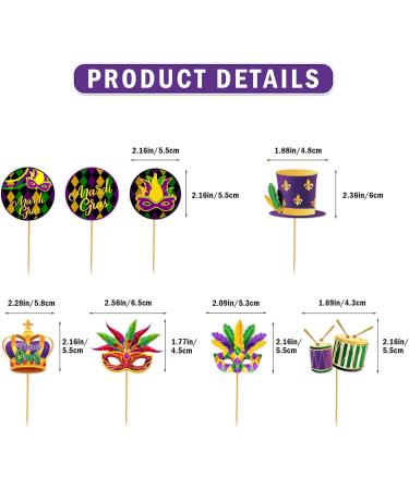 Yavxzvbw Happy Madri Cupcake 32Pcs Mardi Gras Cupcake Toppers Mardi Gras Cupcake Decorations Masquerade Face Covering Cupcake Toppers for Mardi Gras Carnival Masquerade Birthday Party Supplies - Buy Online on GoSupps.com