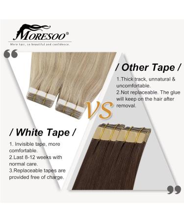 Moresoo 16 Tape in Human Hair Extensions 18P613 Blonde Highlights - 20 Pieces, 50g - Buy Online on GoSupps.com