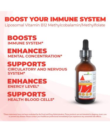 UltimateVitality Liposomal B12 Methylcobalamin Liquid with Folate - Maximum Absorption Formula - 2 Ounces - Buy Online on GoSupps.com
