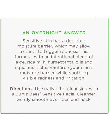 BURT'S BEES Calming Night Cream with Aloe and Rice Milk 1.8 oz - Sensitive Skin Night Cream - Buy Online on GoSupps.com
