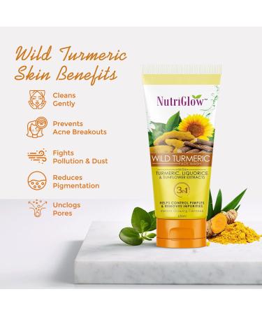 Nutriglow Wild Turmeric Face Wash with Liquorice & Sunflower Extracts for Glowing Skin Improve Your Skin Texture Fight with Pollution & Dust Reduce Pigmentation 65Ml - Buy Online on GoSupps.com