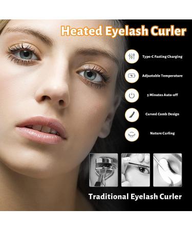 Rechargeable Heated Eyelash Curler with Comb | 3 Temperature Settings for Quick & Long-Lasting Curl | Electric Makeup Tool in White - Buy Online on GoSupps.com