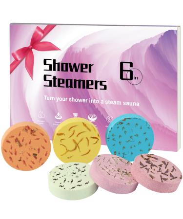 Shower Steamers Aromatherapy Shower Bombs Christmas Self Care Relaxation Gifts for Women and Men Includes Eucalyptus for Shower -XL 6packs Purple - 6pack