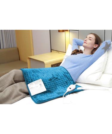 Ruqiji 17''x33'' XXXL King Size Fast-Heating Flannel Electric Heating Pad - 6 Temperature Settings, Pain Relief for Back, Neck, Shoulders, Abdomen, Legs - Light Teal - Buy Online on GoSupps.com