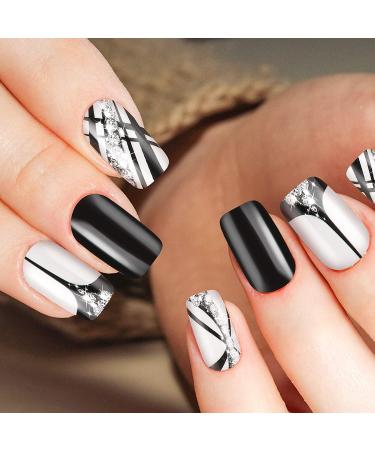 Maitys 120pc Short Square Rhinestone Flower Full Cover Press-On Nails - Glossy Acrylic Designs for Nail Salon & DIY Decoration - Women/Girls - Buy Online on GoSupps.com