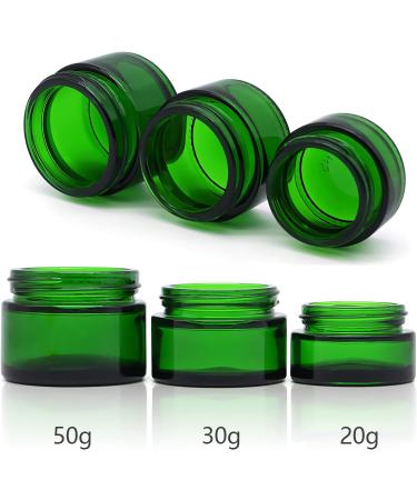 Zeoabsy 6-Piece 50ml Green Glass Cream Box Set with Silver Screw Lid & Spatulas Perfect for Gels Creams & Ointments | International Shipping - Buy Online on GoSupps.com