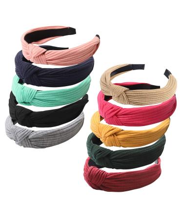 Haquno Headbands for Women 10 Packs Fabric Hair Band Accessories Elastic Head Wrap Cute Outdoor Hair Accessories