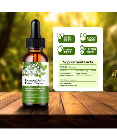 Amazing Botanicals Lemon Balm 10X Extract Tincture - Melissa Officinalis - Herbal Supplement for Relaxation and Cognitive Support - 60ml / 2oz 2 Fl Oz (Pack of 1) - Buy Online on GoSupps.com