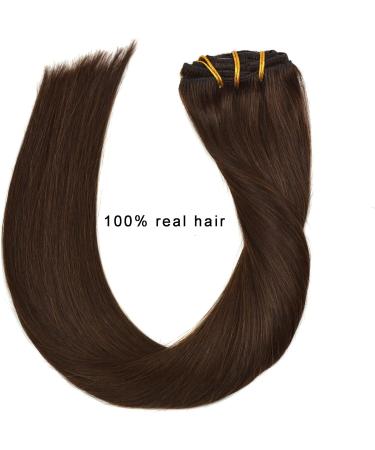 Clip in Hair Extensions Real Human Hair Extensions 120g 7 Pieces Clip in Straight Hair for Women Full Head Hair Extensions (18 inch #2 Dark Brown) - Buy Online on GoSupps.com