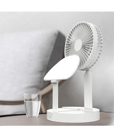 USB Mini Foldable Desktop Rotary Adjustable Angle Makeup Mirror Air Cooling Fan - White - Buy Online on GoSupps.com
