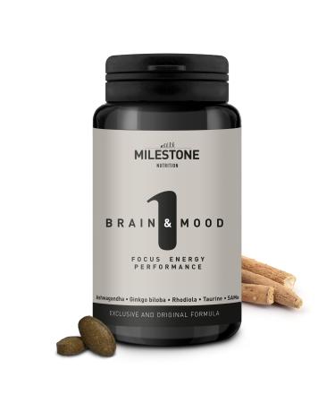Milestone Nutrition Brain & Mood Ginkgo Biloba Rhodiola Rosea & Ashwagandha capsules Brain Booster for better concentration |Vitamins minerals & supplements as energy booster |60 capsules