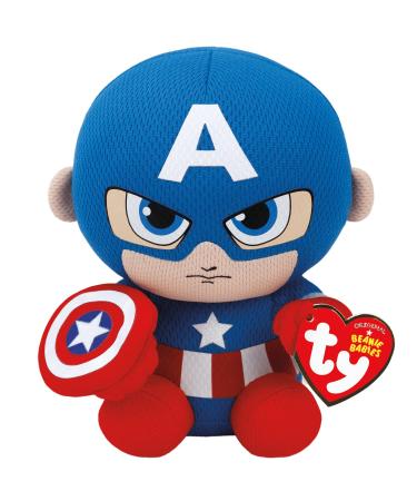 TY Marvel Avengers Captain America Regular Licensed Squishy Beanie Baby Soft Plush Toys Collectible Cuddly Stuffed Teddy