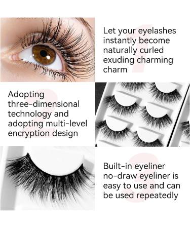 Eyelashes 3D False Eyelashes Waterproof and Fluffy Handmade Eyelashes Natural Look Reusable Natural Eyelashes Cruelty Free 5 Pairs (SD57) - Buy Online on GoSupps.com