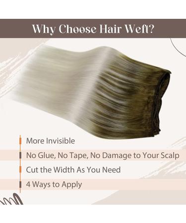 LAAVOO Balayage Real Hair Extensions - Light Brown Ombre Sew In 100g #8/59 45cm - Premium Quality Hairpin Groove Extensions - Buy Online on GoSupps.com